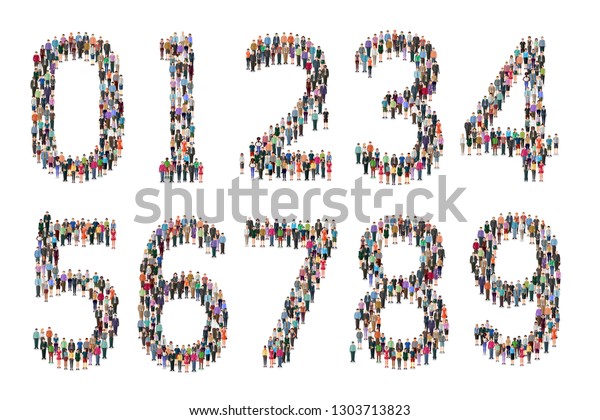 Numbers made of tiny people\
figures