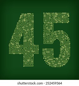Numbers made of tracks printed circuit boards