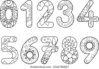 
numbers mandala. Mandala examples prepared with numbers. painting activity. fun coloring examples