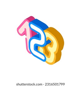 Zahlen Mathematik Bildung isometrische Symbol Vektorgrafik. Zahlen mathematisches Wissenschaftsbildungszeichen. einzelne Symbolillustration