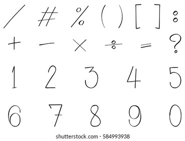Numbers and math signs in black illustration