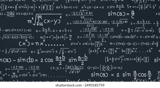 Zahlen mathematischer Formeln sind auf Tafel in nahtlosem Muster.