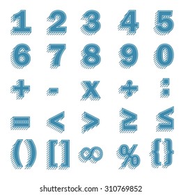 Numbers and mathematical symbols grouped for easy editing