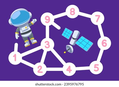numbers maze for children help the astronaut move to the satellite printable solar system worksheet
