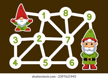 numbers maze for children help dwarf move to his friend printable winter worksheet