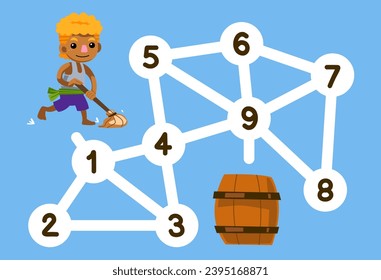 numbers maze for children help the pirate crew move to the wood barrel printable pirate worksheet