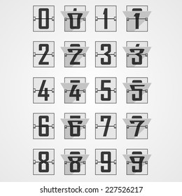 Numbers from Mechanical Scoreboard Alphabet. Vector illustration