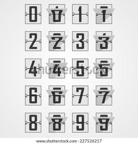 Numbers from Mechanical Scoreboard Alphabet. Vector illustration