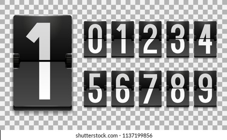 Numbers From Mechanical Scoreboard; Flip Countdown Clock Counter; White Digit On Black Board; Countdown Flip Board With Scoreboard