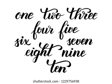 numbers modern brush calligraphy isotated on a white background. Vector illustration.