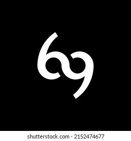 Numbers, monogram, minimalist modern logo 6,9, 69. Icon, typography, sign of infinity. Six, nine