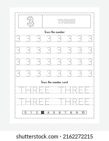 Numbers Number Words Tracing Worksheet Stock Vector (Royalty Free ...