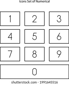 Numbers Numeral Title Collection Icons Set Vector. One Two Three Four Five Six Seven Eight Nine Zero Numbers