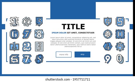 Numbers Numeral Title Landing Web Page Header Banner Template Vector. One Two Three Four Five Six Seven Eight Nine Zero Numbers Different Style, Numerical Illustration