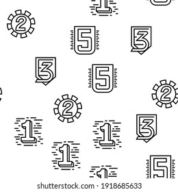 Numbers Numeral Title Vector Seamless Pattern Thin Line Illustration