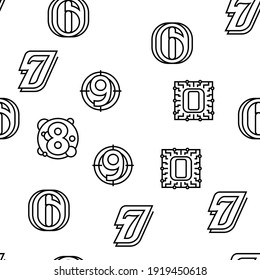Numbers Numeral Title Vector Seamless Pattern Thin Line Illustration