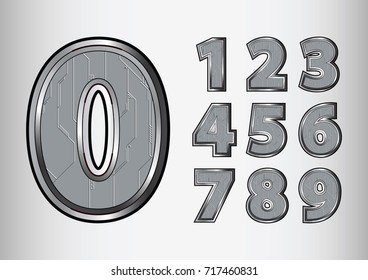 Numbers object scifi tech style. vector illustration.