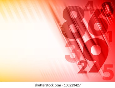 numbers on the abstract red background
