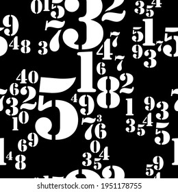 numbers on black background with seamless pattern.