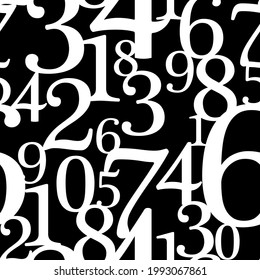 numbers on black background with seamless pattern.