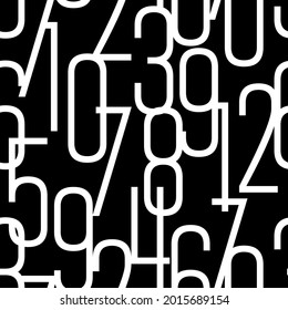 numbers on black background with seamless pattern.