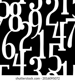 numbers on black background with seamless pattern.