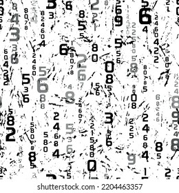 numbers on black background with seamless pattern.