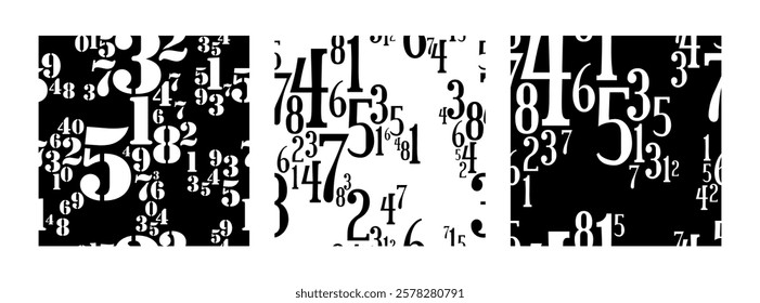 numbers on black background with seamless pattern.