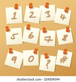 Numbers On Cork Board : Vector Illustration