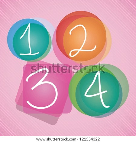 Numbers On Different Colors Shapes Icons Stock Vector - 