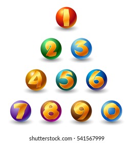 numbers on glossy ball isolated on white background