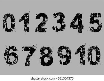 the numbers on gray background