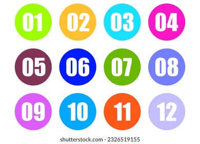 Numbers on multicolored circles. Vector illustration. EPS 10.