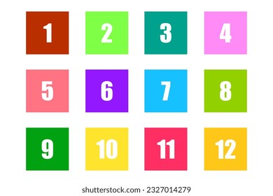 Numbers on multicolored squares. Vector illustration. EPS 10.