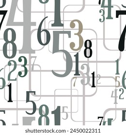 numbers on white background with seamless pattern.