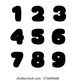 Numbers On White. Big Fat Signs. Isolated On White. One Two Three Four Five Six Seven Right Nine. Black Bold Numbers. Big Numbers. Round Lettering. Big Fat Numbers. Bold Round Lettering Isolated