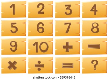 Numbers on wooden boards	 illustration