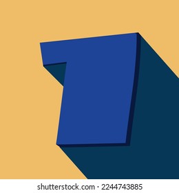 Números uno, una sombra larga sobre fondo naranja con color azul. 
