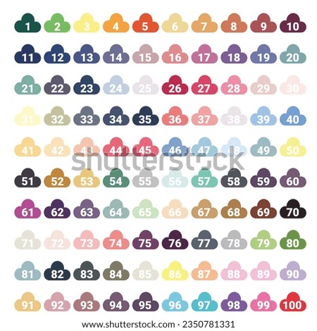numbers one to 100 with colorful bubbles