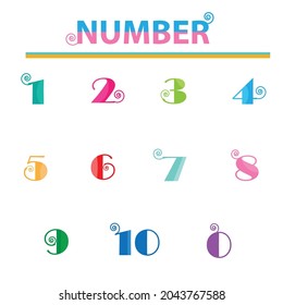 Numbers from one to ten with lovely bright colors