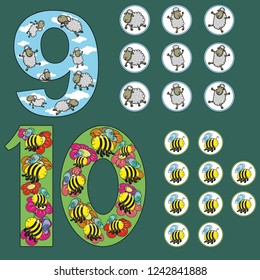 Numbers from one to ten to study counting for children