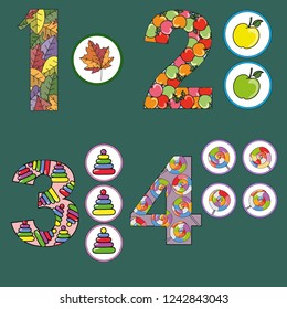 Numbers from one to ten to study counting for children