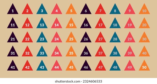numbers one through fifty with colorful bubbles	