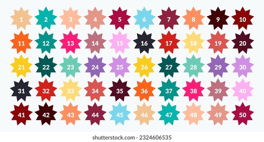numbers one through fifty with colorful bubbles	