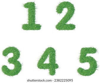 numbers one two three four five texture green grass vector illustration