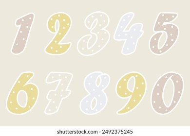 Numbers from one to zero set. Numbers decorative stickers set.