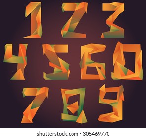 Numbers orange and green gradient font.  