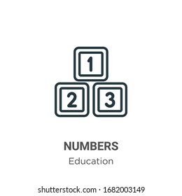 Numbers outline vector icon. Thin line black numbers icon, flat vector simple element illustration from editable education concept isolated stroke on white background
