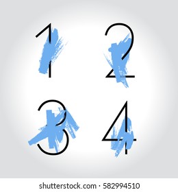 Numbers with paint brush stroke