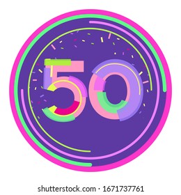 Numbers party lines tinsel dynamics_50 anniversary followers. Stylish cheerful figures for the design of posters, booklets, brochures, banners. Infographics advertisement.